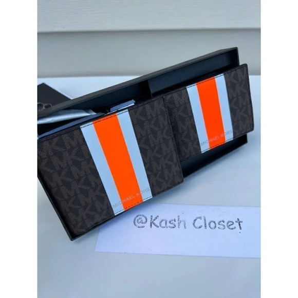 Michael kors Men Wallet Card Case Gift box set Brown - Picture 1 of 7